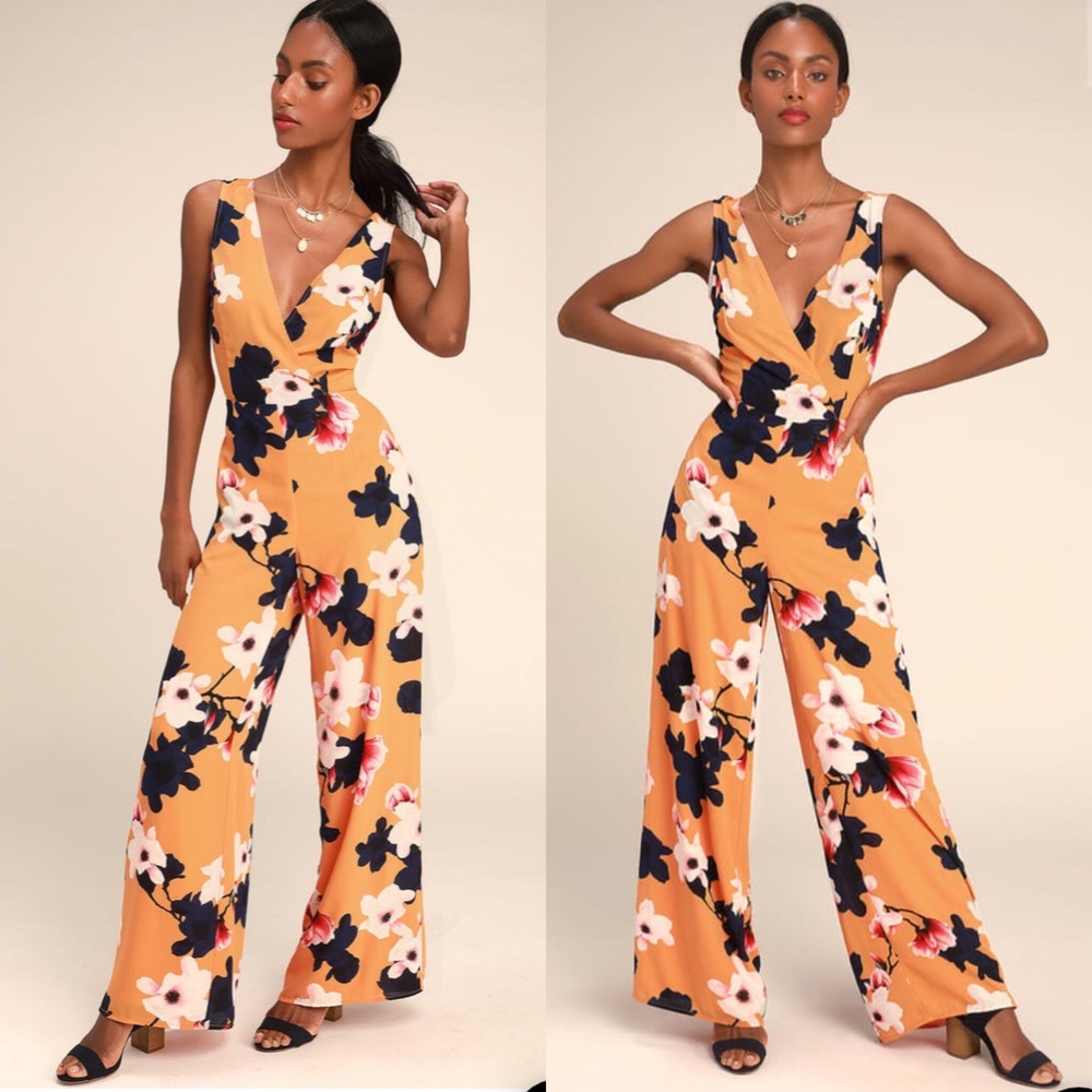 NWT Lulu’s Heart Abloom floral wide leg jumpsuit